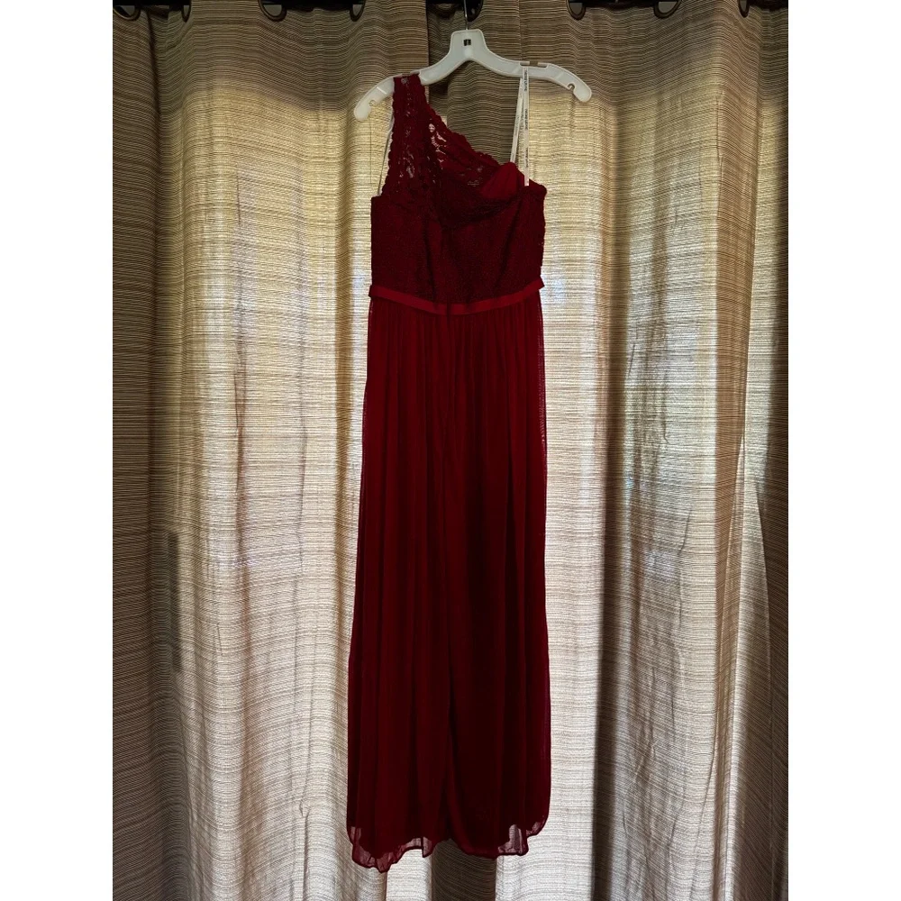 David’s Bridal | One Shoulder Long Lace Dress Bridesmaid - Picture 3 of 9